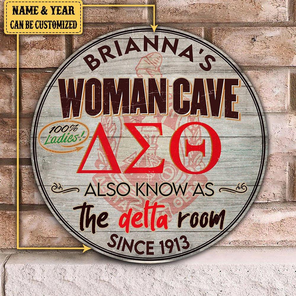 Personalized Woman Cave Also Know As The Delta Room Pallet Wood Circle Sign.