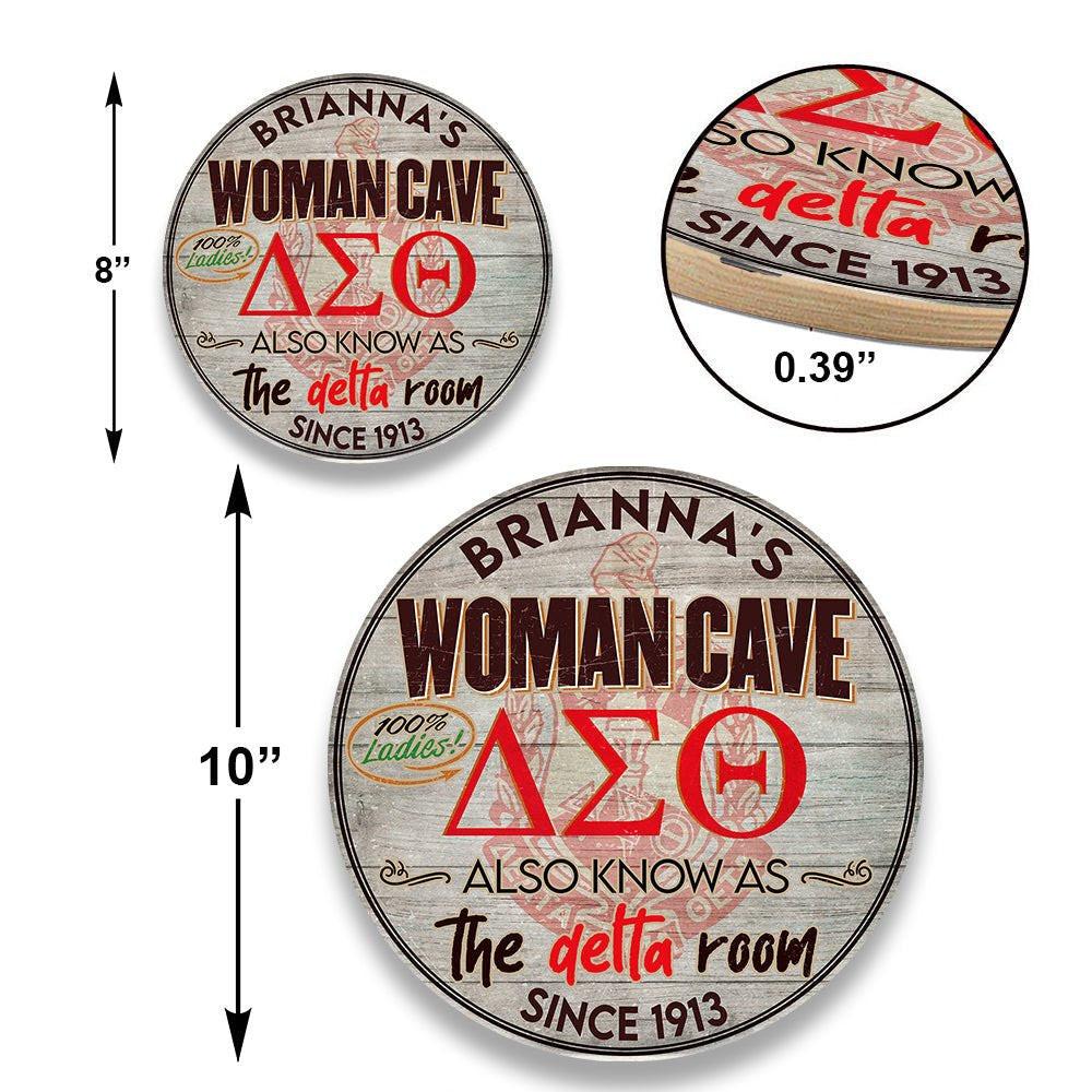 Personalized Woman Cave Also Know As The Delta Room Pallet Wood Circle Sign.