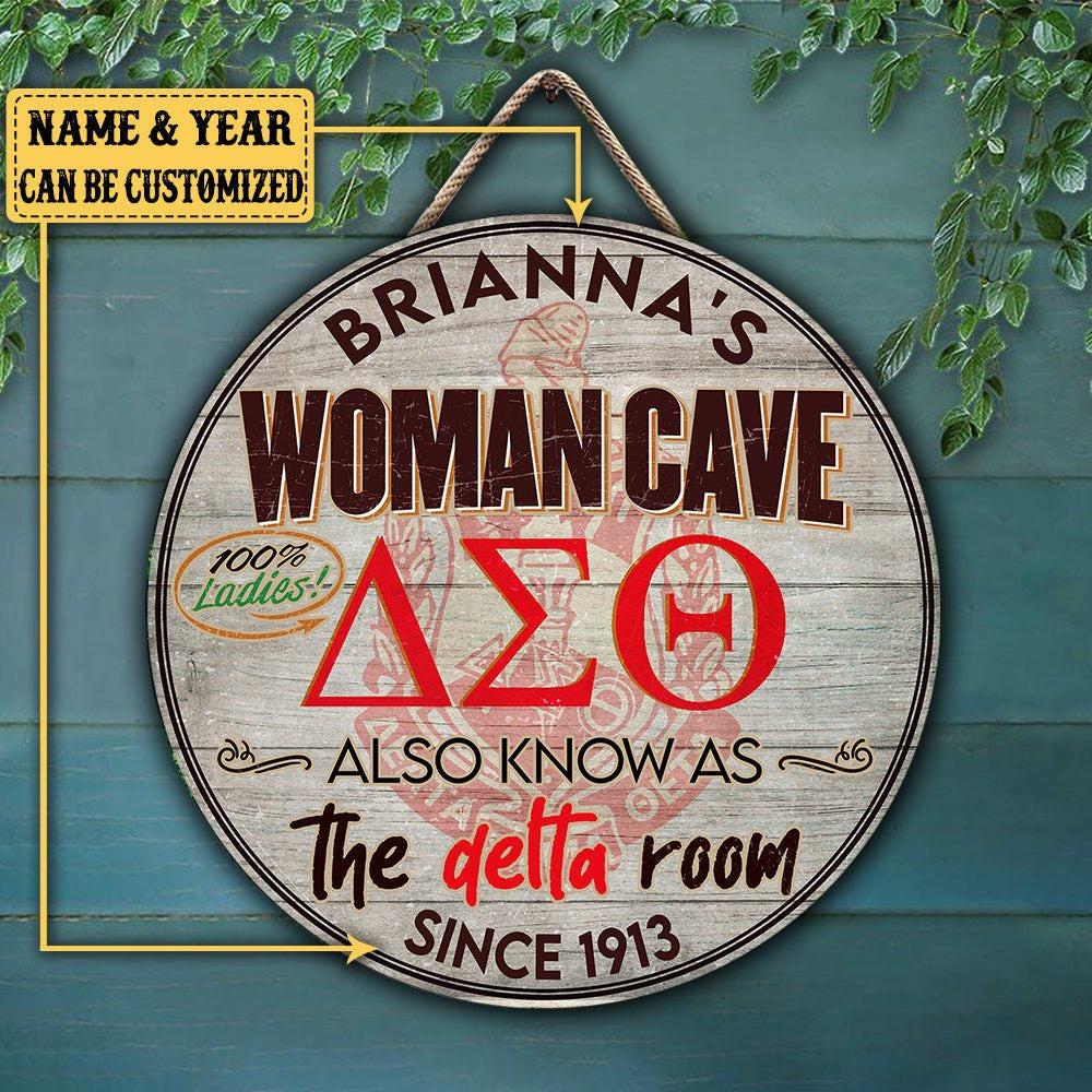 Personalized Woman Cave Also Know As The Delta Room Pallet Wood Circle Sign.