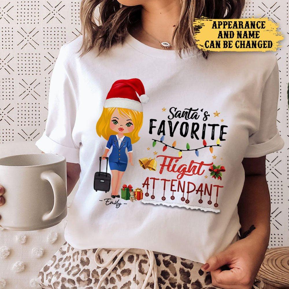 Santa's Favorite Flight Attendant- Personalized Christmas Shirt.