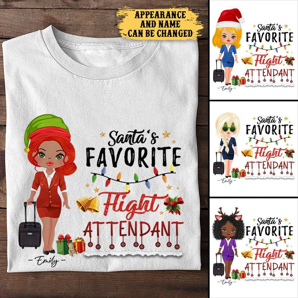 Santa's Favorite Flight Attendant- Personalized Christmas Shirt.