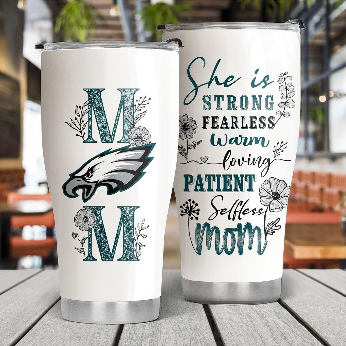 She Is Strong Mom Tumbler - Best Gift For Mother's Day, Philadelphia Football.