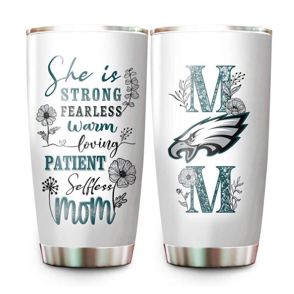 She Is Strong Mom Tumbler - Best Gift For Mother's Day, Philadelphia Football.