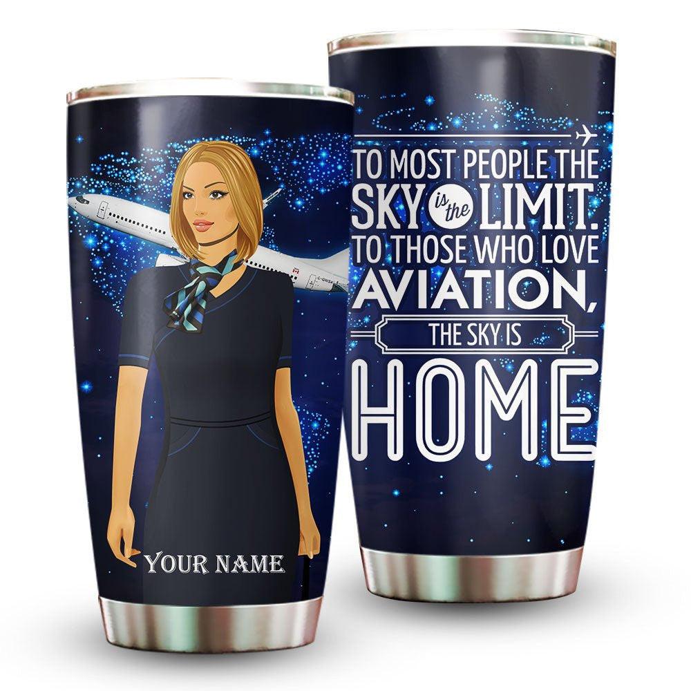 The Sky Is Home Flight Attendant - Personalized Tumbler.