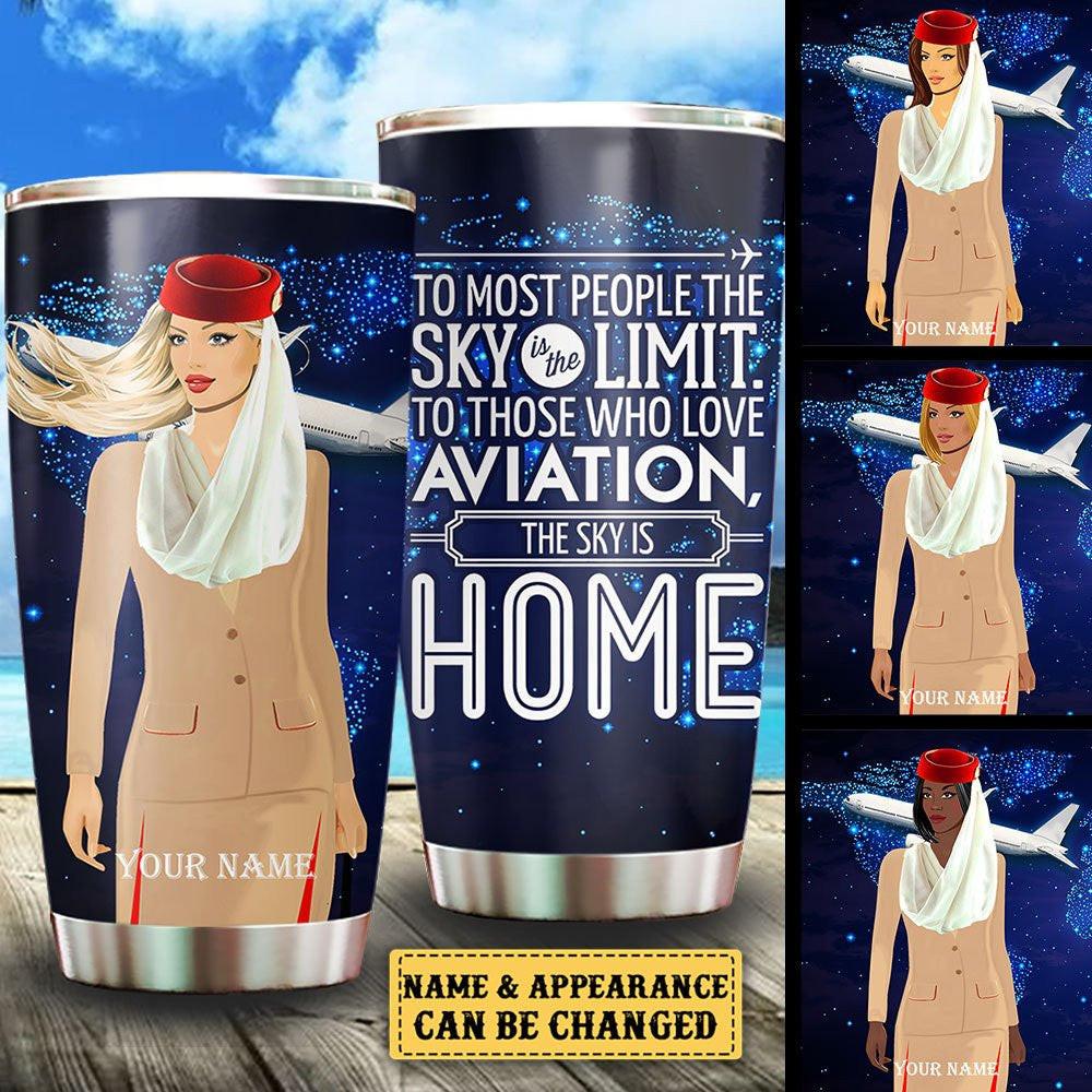 The Sky Is Home Flight Attendant - Personalized Tumbler.