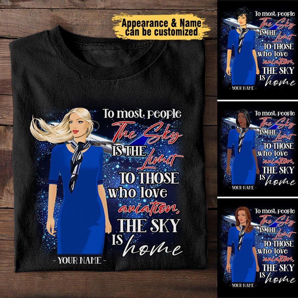 The Sky Is Home - Personalized Flight Attendant Shirt.