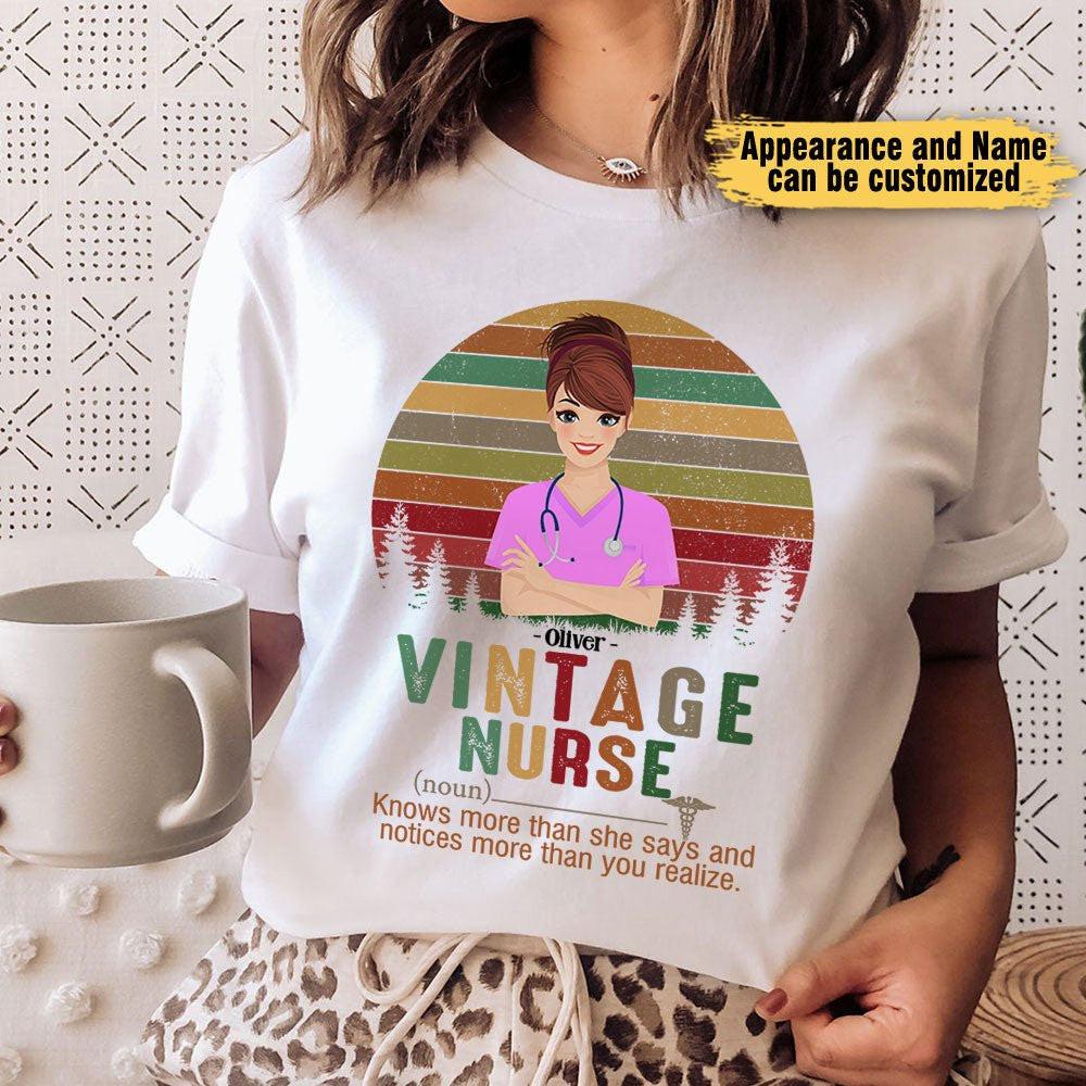 Vintage Nurse Definition - Personalized Nurse Shirt.