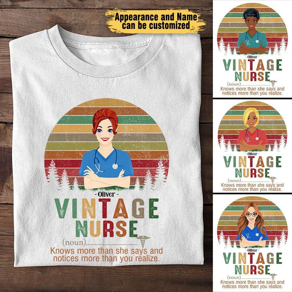 Vintage Nurse Definition - Personalized Nurse Shirt.