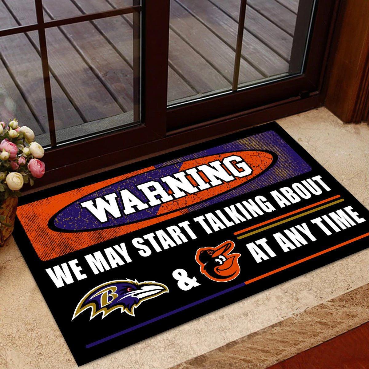 Warning We May Start Talking About Our Teams At Any Time Anti Slip Indoor Doormat.