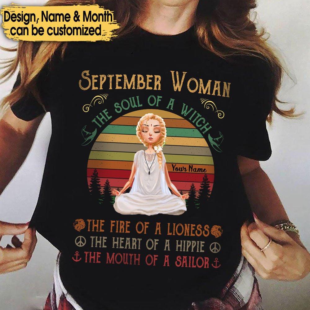 Yoga Girl The Soul Of A Witch - Personalized Birthday Shirt.
