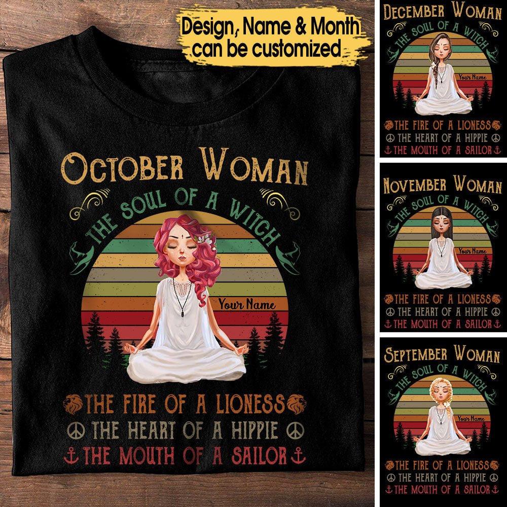 Yoga Girl The Soul Of A Witch - Personalized Birthday Shirt.